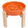 PTOBER Elevated Slow Feeder Dog Bowl Ceramic Maze Food Dish with Bamboo Stand Raised Feeding Bowl for Fast Eaters Ideal for Small and Medium Dogs Orange 67 inch