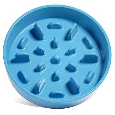LE TAUCI PET Slow Feeder Dog Bowl Ceramic 15 Cups Blue Nonslip Base