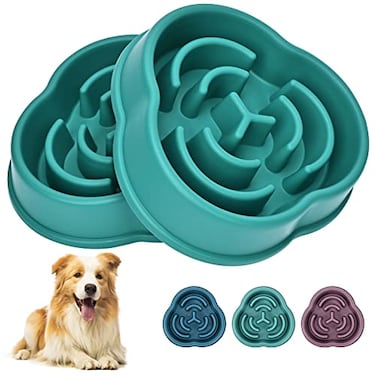 Juqiboom Slow Feeder Bowls for Small Medium Puzzle Slow Feeding Pet Bowl with AntiSlip Shim for Puppy NonToxic Preventing Choking Healthy Slower Food Feeding Dishes 2pc Green