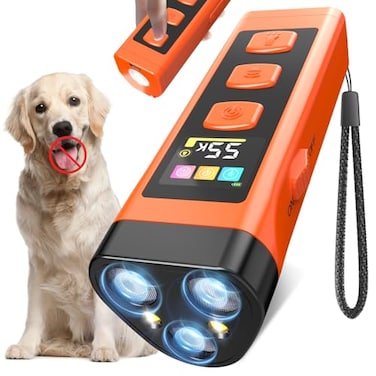 XIFRUS Dog Bark Deterrent Device Color Display 2000 mAh Rechargeable Ultrasonic AntiBarking Trainer with 4 Frequency Settings 25304055 kHz 65ft LongRange Safe Effective Alternative to Bark Collars