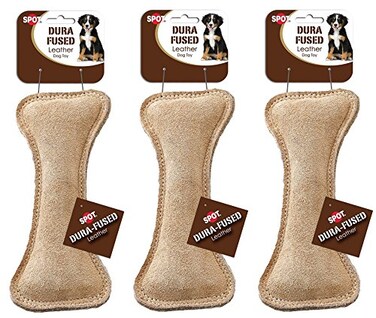 SPOT Ethical Pet Dura Fused Leather Bone Dog Toy 7Inch 3 Bones
