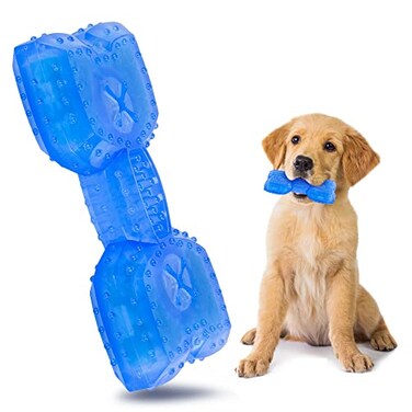 NWK Pet Teether Cooling Chew Toy for Dogs Teething Toy for Puppies Fit with Treats for More Fun Chewing Bone