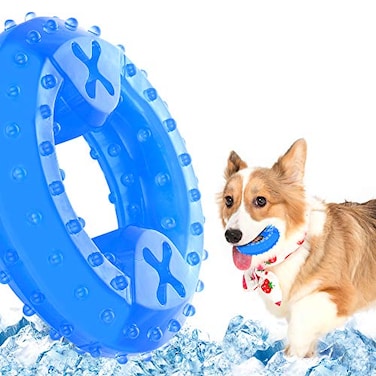 NWK Pet Teether Cooling Chew Toy for Dogs Teething Toy for Puppies Fit with Treats for More Fun Chewing Ring