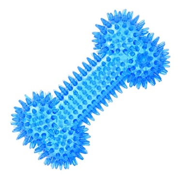 JQCUJQA Dog Squeaky Bone Chew Toy for Aggressive Chewers Durable Dog Rubber Bone Toy Dogs Teeth Cleaning and Training Blue