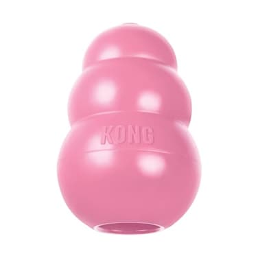 KONG Puppy Toy Natural Teething Rubber Fun to Chew Chase and Fetch for Medium Puppies Pink