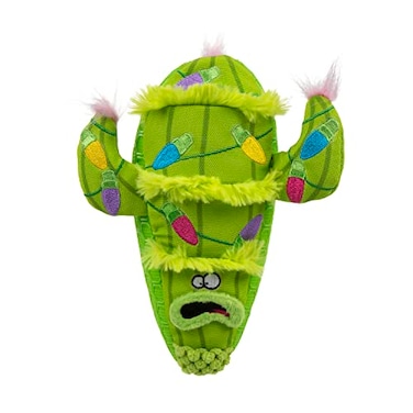 goDog Holiday Collection Mixed Materials TPEPlush Holiday Cactus Squeaky Dog Toy Chew Guard Technology Green One Size