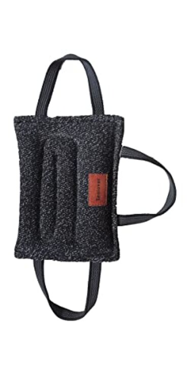 Tealover Dog Training Bite Tug Toy with 3 Handles Jute Bite PillowBlack