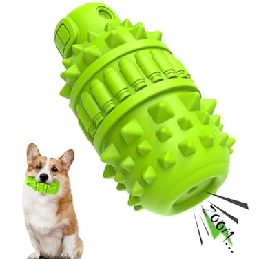 PIFFZEDO Dog Toys for Aggressive ChewersInteractive Natural Rubber Chew Squeaky Toy for Medium Breed OnlyNot for Small DogDog ToothbrushTough Durable GreenMedium