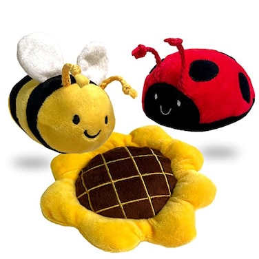 TONBO Springtime Combo Crinkle Plush Cute Dog Toys Sunflower Bumblebee Ladybug