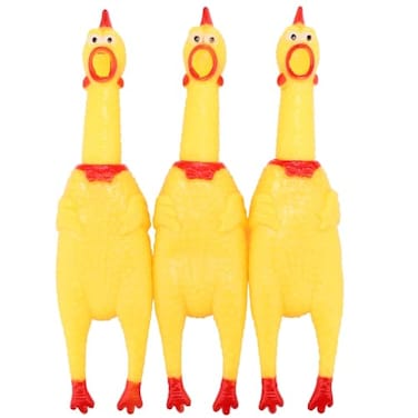 LEGEND SANDY Screaming Chicken Dog ToysYellow Rubber Squaking Chicken Toy Novelty and Durable Rubber Chicken for DogsRubber Chickens Value 3 Pack