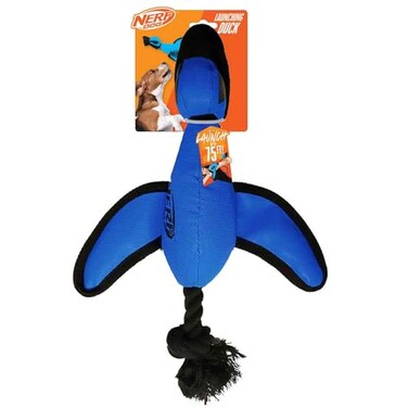 Nerf Dog Large Nylon Launching Duck with Interactive Design Blue 3473 for All Breed Sizes