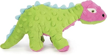 goDog Dinos Spike Squeaky Plush Dog Toy Chew Guard Technology Green Small