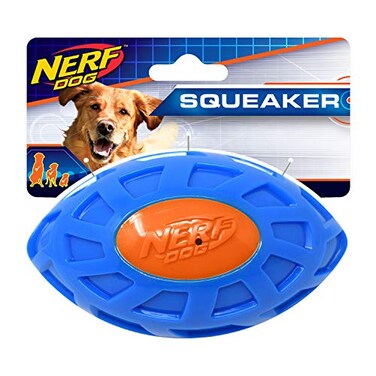 Nerf Dog 5in TPR EXO Squeak Football BlueOrange