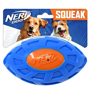Nerf Dog 6in TPR EXO Squeak Football BlueOrange