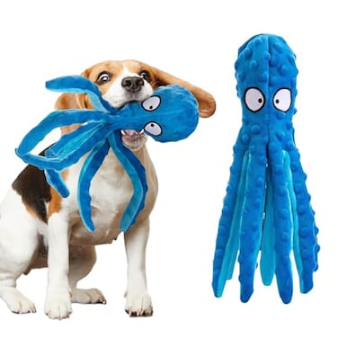 Alphatool Squeaky Dog Toys No Stuffing Octopus Soft Plush Crinkle Toys to Keep Them Busy Interactive Essentials for Small Medium Pets Dogs Gifts 1pcs Blue