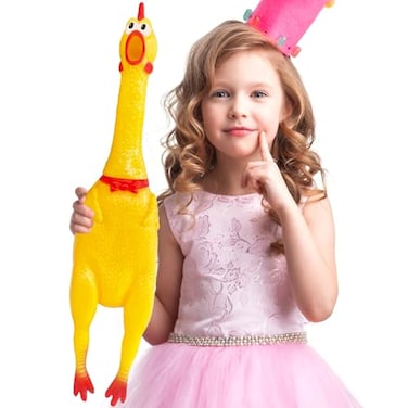 Xeehwb 22 Inch Crazy Huge Rubber ChickenYellow Squeeze Chicken ToysSqueaky Chicken Dog ToysSquawking Prank Novelty Gag Gift