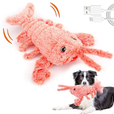 Mity rain Mity Rain Interactive Lobster Dog Toy Keeps Small Medium Large Dogs Busy Indoors Outdoors Rechargeable Plush Squeaky
