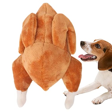 YoFellas Thanksgiving Interactive Turkey Plush Dog Toy with Squeaker Soft and Durable Ideal for Small Medium Breeds Great for Festive Fun and Daily Playtime