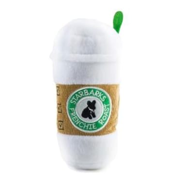 Haute Diggity Dog Starbarks Coffee Cup Plush Designer Dog Toys with Interactive Squeaker Stimulating Pet Enrichment MachineWashable Safe Materials for All Breeds Size Large