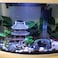DOHAOOE Classical Temple Aquarium Decorations Asian Castle Thematic Safe Resin Ornaments with Plastic Plants Small Fish House Hideout Decor Hiding Places for Freshwater and Saltwater Fish Tank Accesso
