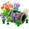 CousDUoBe Fish Broken Barrel Decor Fish Tank Decorations Betta Fish Tank AccessoriesStarfish Barrel x 1pc Aquarium Plants x 8pcs