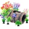 CousDUoBe Fish Broken Barrel Decor Fish Tank Decorations Betta Fish Tank AccessoriesStarfish Barrel x 1pc Aquarium Plants x 8pcs