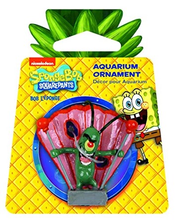 Penn-Plax PennPlax Officially Licensed Spongebob Squarepants Aquarium Ornament Plankton MiniSmall Size Great for Freshwater and Saltwater Tanks