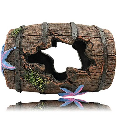 SLOCME Aquarium Broken Barrel Decorations Betta Cave Hideout Wood Trunk Log for Fish Tank