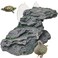 PINVNBY Turtle Basking Platform Reptile Climbing Shale Resin Step Ledge Stone Aquarium Ornament Rock Landscaping Decoration with Suction Cups for Frogs Newts Amphibians Lizard Medium82Lx33Wx31H