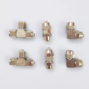 BASE WAVE Aquarium CO2 Tubing Fitting Kit 2 PCS Straight 2 PCS Elbow 2 PCS Tee
