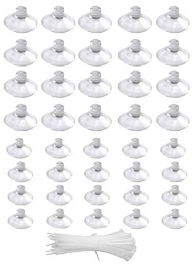 Pitertul Aquarium Suction Cups20Pcs 25mm098inch 20Pcs 35mm137inch Fish Tank Suction Cups with Adjustable Cable Ties for Aquarium Fish Tank Plants Planter Binding Moss Shrimp Nest