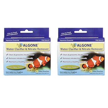Algone Aquarium Water Clarifier and Nitrate Remover 6 Filter Pouches 2 Pack