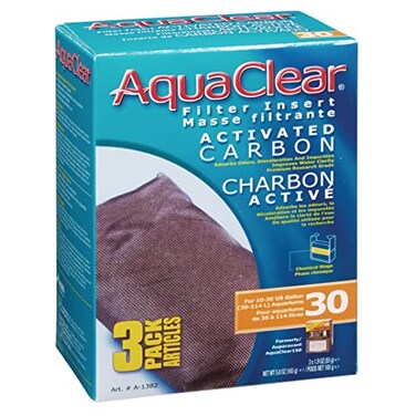AquaClear A1382 Activated Carbon Insert 30Gallon Aquariums White 3Pack