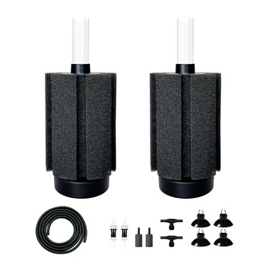 DVHEY 2Pcs Aquarium Sponge Filter30 Gallon Fish Tank Sponge Filter with Airstone Breeding Fry Betta Shrimp for Fish Tank 10 Gal to 50 Gal