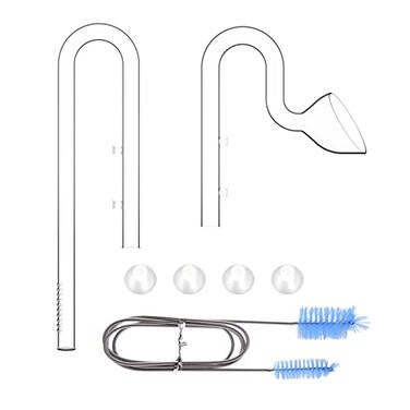 FZONE 17mm Aquarium Glass Lily Pipe Kit with Inflow Outflow and Brush for 58 ID 1622mm Tubing