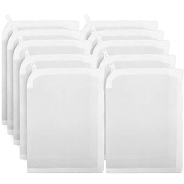 Segarty Aquarium Filter Bags High Flow 10 Pack 015mm Mesh Bag 77 x 6 Inch Reusable White Nylon Media Net Bags with Plastic Zipper for Bio Balls Ceramic Rings Activated Carbon Charcoal Fish Tank