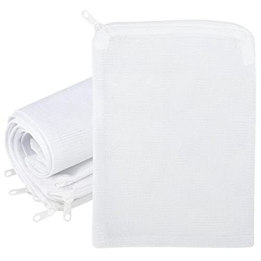 Segarty Filter Media Bags 10 Pack 05mm Fine Mesh 77 x 6 Inch White Reusable Nylon Aquarium Net Bags with Plastic Zipper for Activated Carbon Ceramic Rings Bio Balls Charcoal Fish Tank