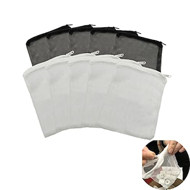 ZYYC 10 Pcs Tanks Filter Media Bags Aquarium Bag Fish Tank Mesh with Zipper Reusable Bagsfor Activated Carbon Ceramic Rings etc