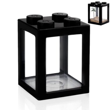 Yobiisolut Mini Sea Monkey Tank Small Shrimp Tank Stackable Mini Aquariums for Fairy Shrimp Eggs Moss Balls 025 Gallon Temporary Betta Fish Tank Ant Feeding Case Mini Reptile Tank