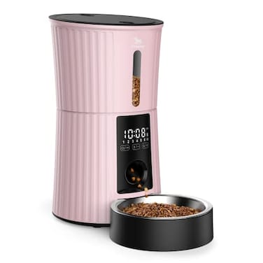 Petory Timed Automatic Cat Feeders 4L Programable Dry Food Dispenser for Cats and Small Medium Dogs 6 Meals with Desiccant Bag Dual Power Supply 10S Voice Recorder