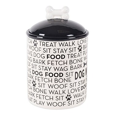 Bone Dry Dog Bone Ceramic Pet Bowl Canister Canister 55x55x825 BlackWhite