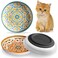 Kitwinney NonSlip Cat Bowls Ceramic Cat Food Bowl Set with Silicone Base Cats Dishes Cute Plates for Feeding Indoor Cats Kitten Small Dogs Multi Deeper