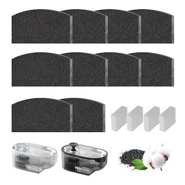 PAPIFEED Cat Fountain Filter for 84oz25L Automatic Cat Water Fountain with 304 Stainless Steel Tray 10 PCS Replacement Filters 4 PCS Replacement PreFilter