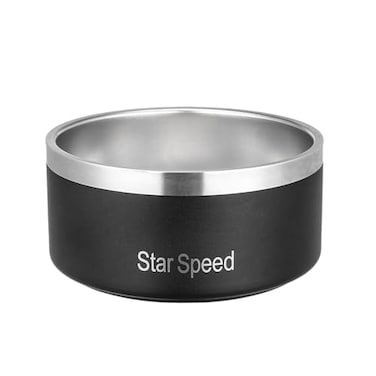 StarSpeed Stainless Steel Dog Bowl Large Dog Water Bowl with Rubber Bottom Drop Resistant Keeps Cold Holds 8 Cups 64oz Black