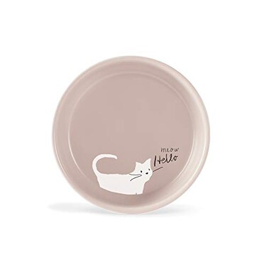 Fringe Studio Whisker Cat Meow Small Stoneware Pet Bowl 478001Blush