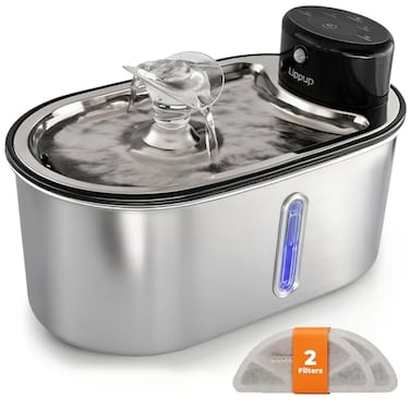 LIPPUP Wireless Cat Water Fountain Stainless Steel 108oz32L 5200mAh Battery 50Day Autonomy Motion Sensor Ultra Quiet BPAFree MultiFiltration Black