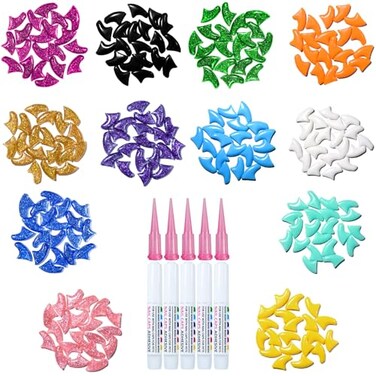 MiiOUU 10x Colors 100 pcs Cat Nail Caps Cat Claw Covers with Adhesives and Applicators Alpha L