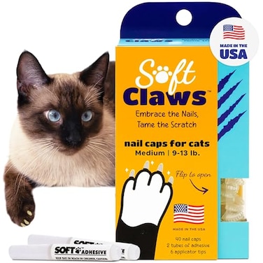 Soft Claws Cat Nail Caps for Medium Cats 40 Caps Clear Made in USA VeterinarianDeveloped Protects Furniture Skin Easy to Apply LongLasting AntiScratch Soft Cat Claw Covers