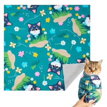 Tuiskusa Cat Grooming Wrap Cat Wrap for Cutting Nails SelfAdherent Fabric Wrap for Cats Cat Burrito Wrap AntiScratch AntiEscape Multifunctional Swaddle Wrap Pet Tool 275275