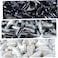zetpo 60 pcs Cat Nail Caps Cat Claw Covers with Adhesives and Applicators L Black Silver White
